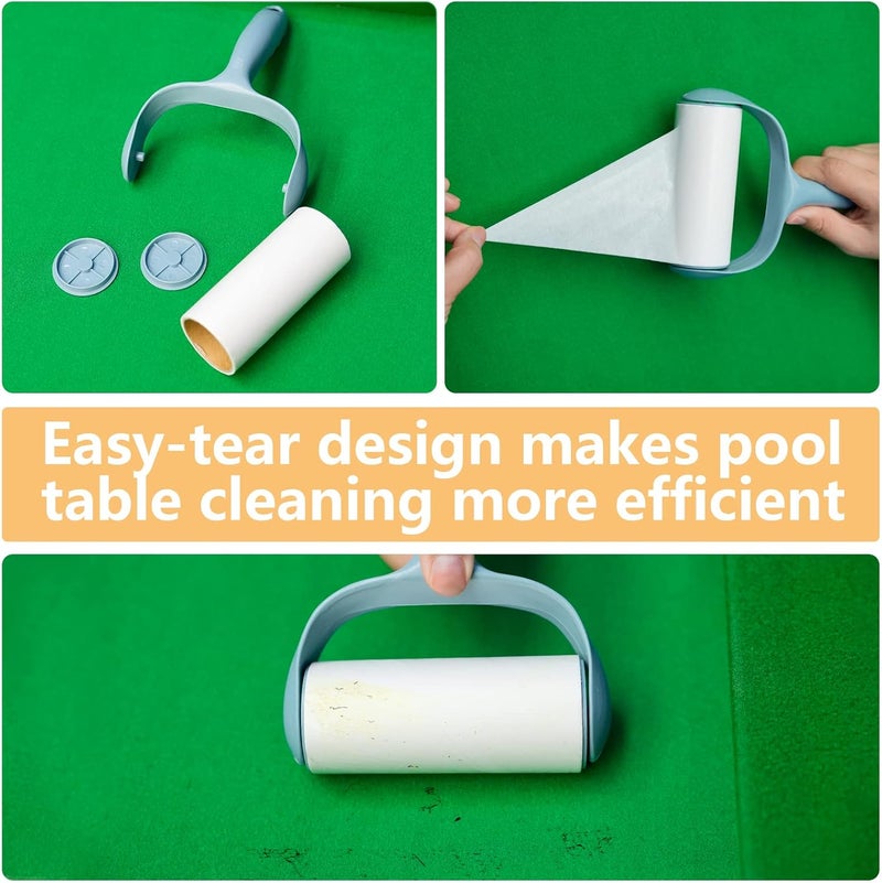 Go2trymo Pool Table & Rail Brush 5 Set, Billiard Felt Cleaner Accessories with 2 Wooden Brushes, Cue Cleaning Cloth, Ferrule Polish Cloth & Sticky Lint Roller - Image 5